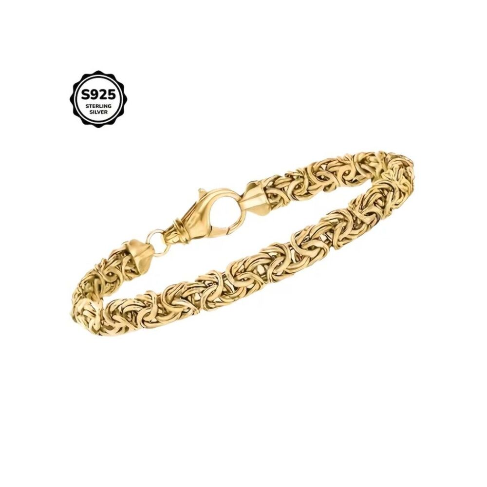 NWT 18K Gold Plated Byzantine Chain Link Woven Statement Bracelet - Picture 5 of 6